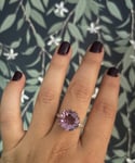 Incroyable bague solitaire du XIXème siècle, poinçon sanglier et améthyste, Taille 55