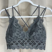 Image 5 of ANEMONE gray lace double strap bralette bra 