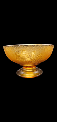 Image 1 of Amber Pedestal Dish with Rose design