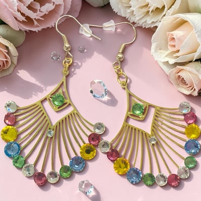 Image of Aurora Fan Crystal Earrings,  Rainbow earrings, 