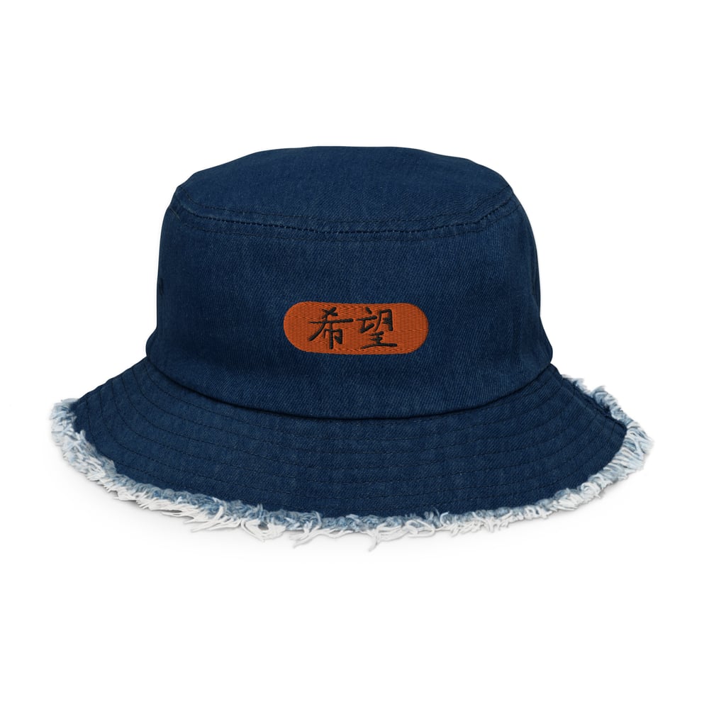 ZEN EXP - Motif Distressed denim bucket hat