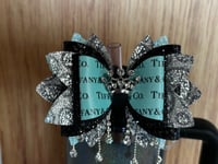 Image 2 of Designer Inspired Teal, Silver, and Teal Tumbler Straw Topper Bow