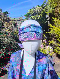 Image 2 of Boho head wrap with Wire - sari fabric Turquoise henna