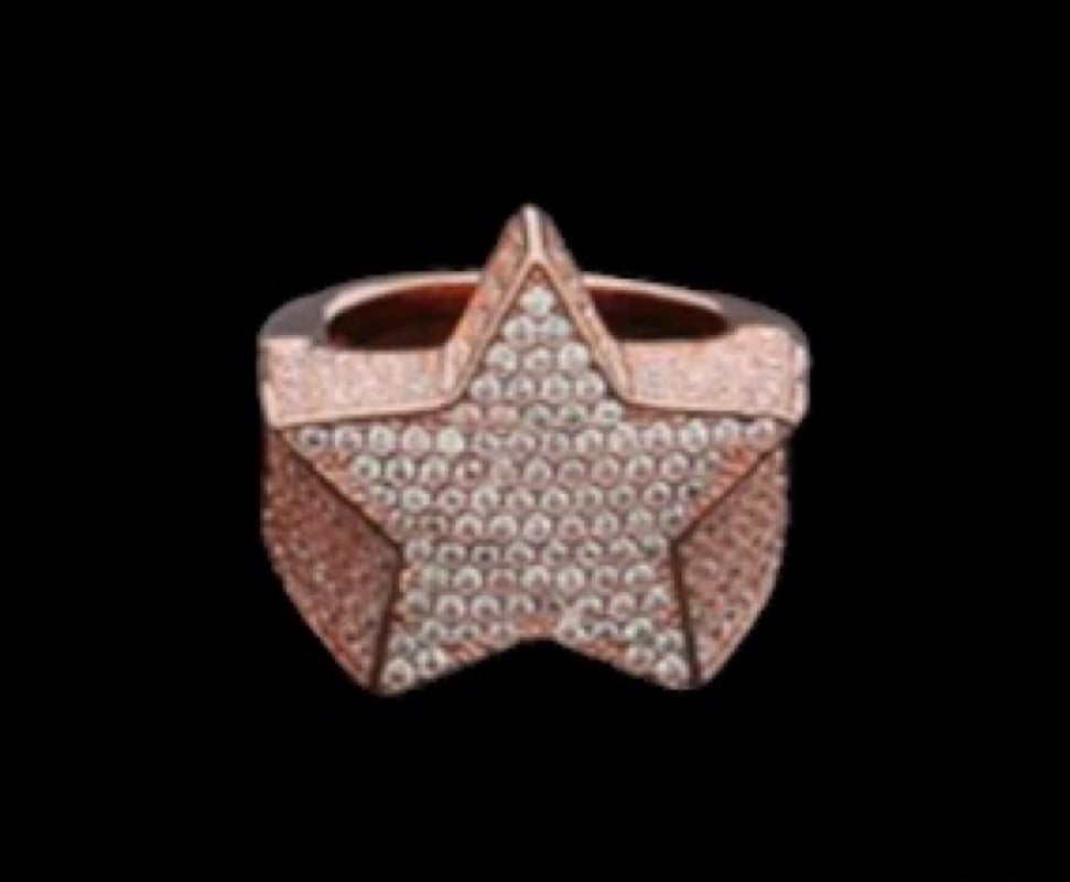 Hip Hop 10K Yellow Gold Five Pointed Star Diamond Ring for Men 1.5ct 407065