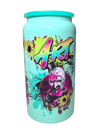 Image 3 of Terrifying Clown 16oz stainless steel can cup with lid