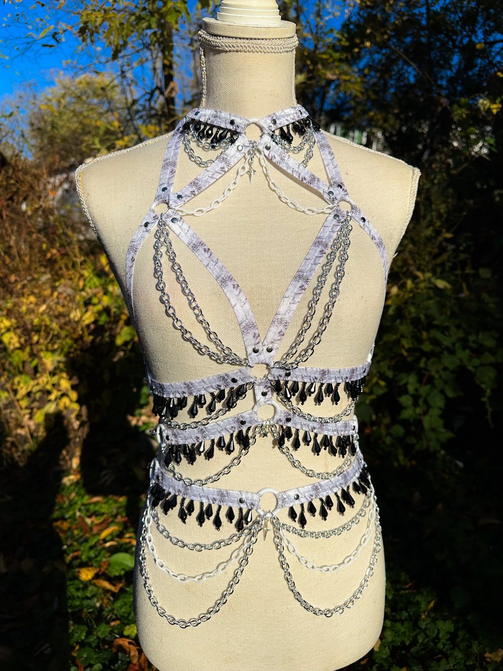 White Marble Elastic Harness Set