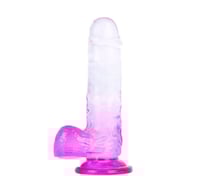 8.27'' Clear-to-Magenta Crystal Realistic Dildo with Suction Cup
