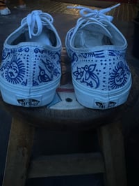 Image 3 of Flash art thrifted White Vans 