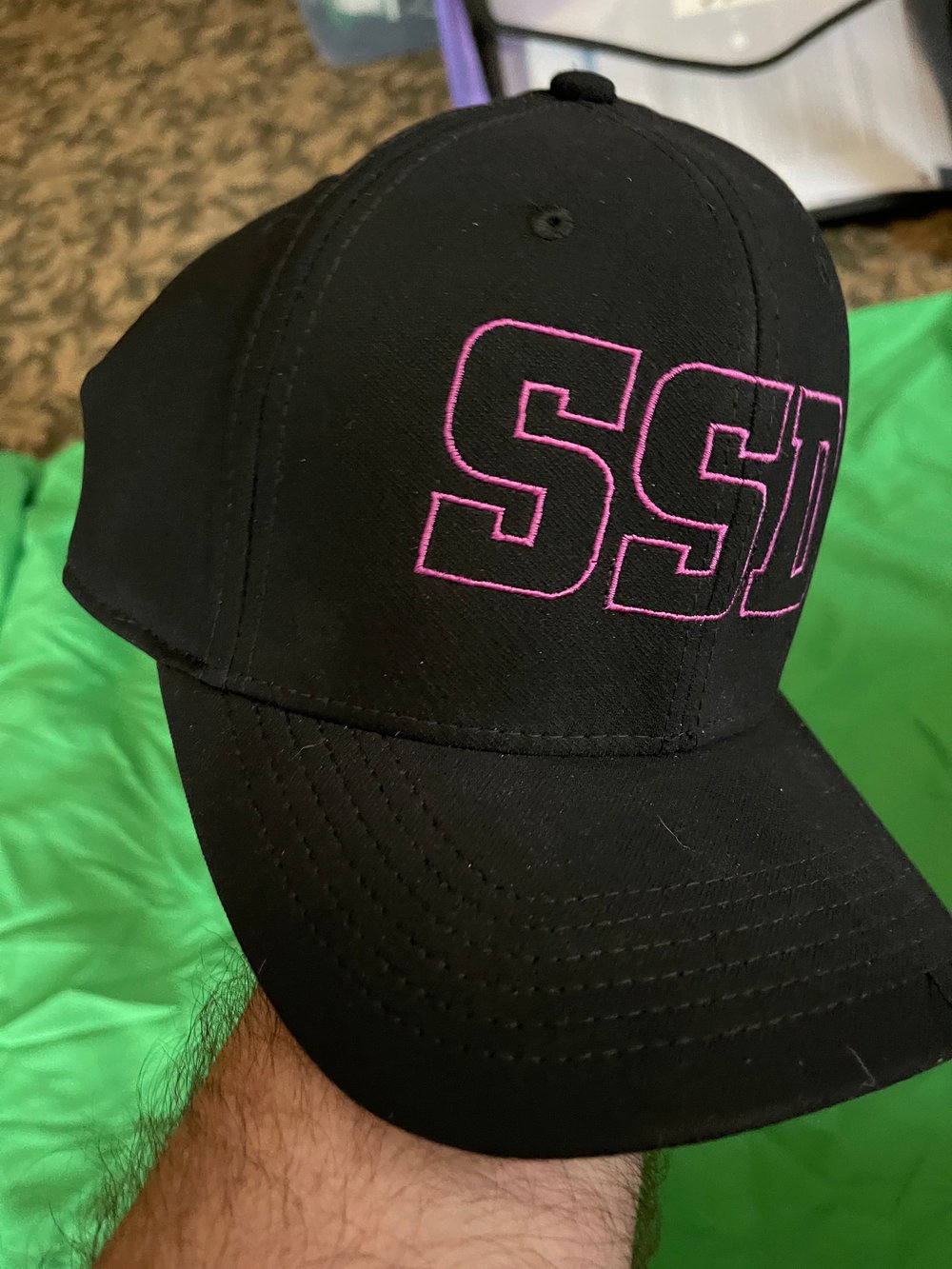 Nike Black Fitted Classic 99 Hat with SSD Magenta Outline Logo