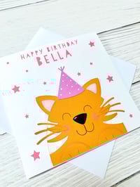 Image 4 of Personalised Fun Cat-Themed Birthday Card - Custom Card for kids & Cat Lovers