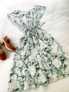 Ready Made size 14 Green & White Floral Midi Dress with Free Postage