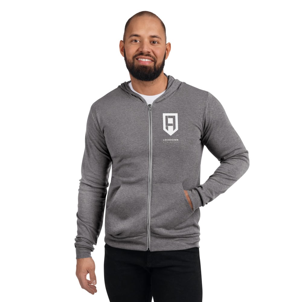 Image of White Shield Lightweight Zip Up Hoodie