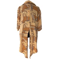 Image 2 of Vintage 90s Tan and Brown Abstract Animal Print Tunic Top - Size L - Beverly Rose 