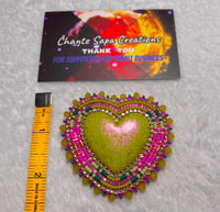 Image 6 of Hand Polished Light Green Heart Beaded Earrings 