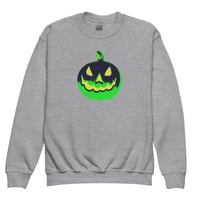 Image 11 of Youth Crewneck Sweatshirt - Jack O Lantern Vintage Green-Black