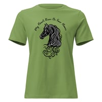 Image 4 of Women's Relaxed T-Shirt, My Heart Runs On Four Hooves Horse Tee