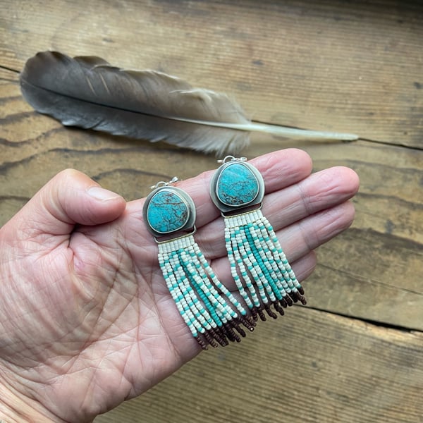 Image of Turquoise earrings with fringe