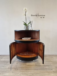 Image 6 of Large Mid Century Luxury Sideboard Nathan | Curved Teak Sideboard Black | 4 Walnut Drawers 