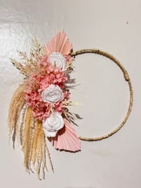 Image 5 of  Delicate Blush and White Dried Floral Hoop