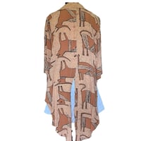 Image 4 of Vintage 90s Tan and Brown Abstract Animal Print Tunic Top - Size L - Beverly Rose 