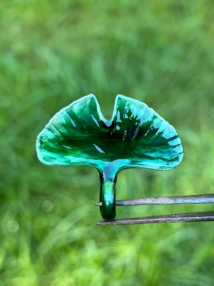 Image of Mini Metallic Green Ginkgo Leaf Pendant