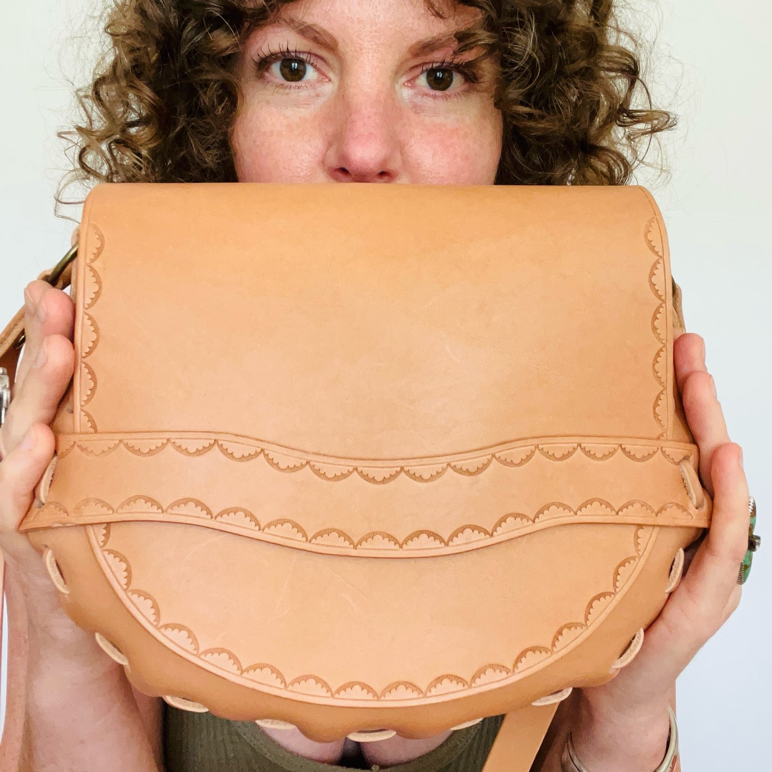 Image of Natural Vachetta Crossbody Saddle Bag