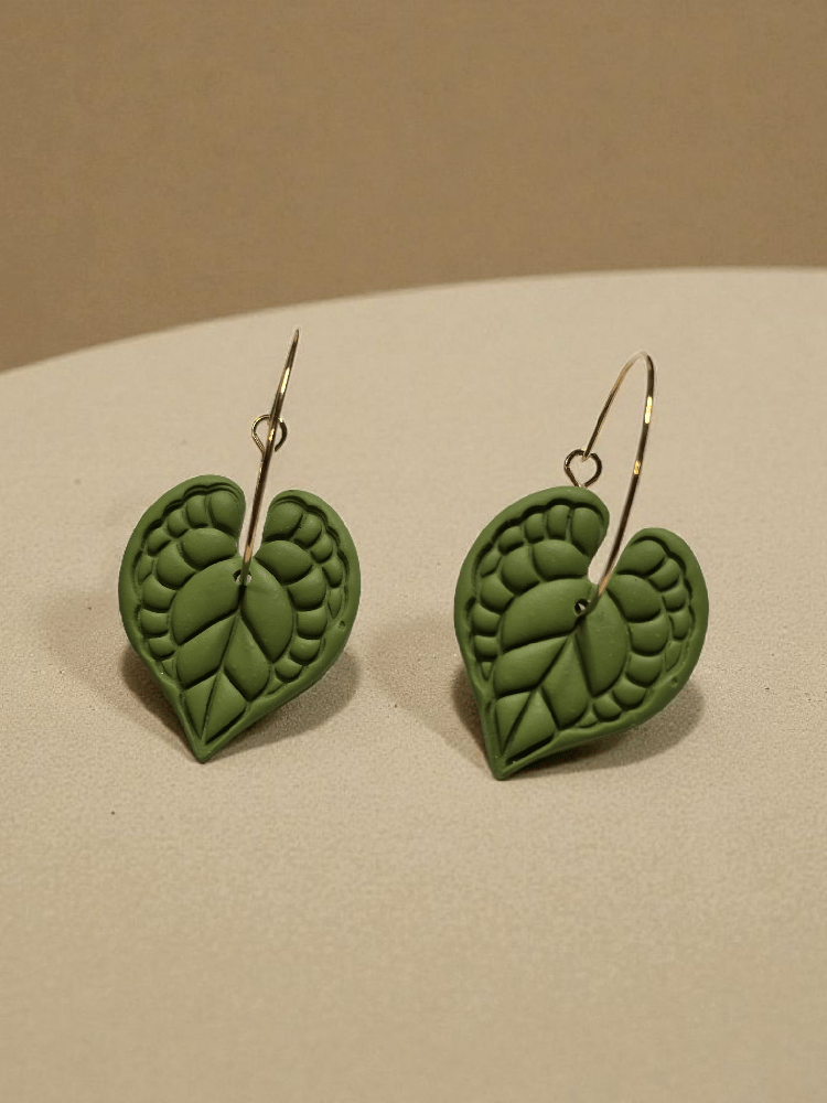 Image of Anthurium Leaf Hoop Earrings - Heart Shaped Plant Jewelry