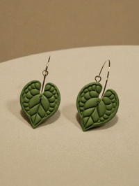 Image 2 of Anthurium Leaf Hoop Earrings - Heart Shaped Plant Jewelry