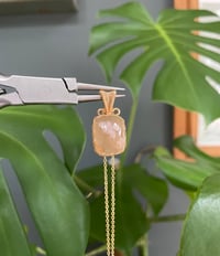 Image 1 of Gold Flower Agate Rectangle Crystal Necklace
