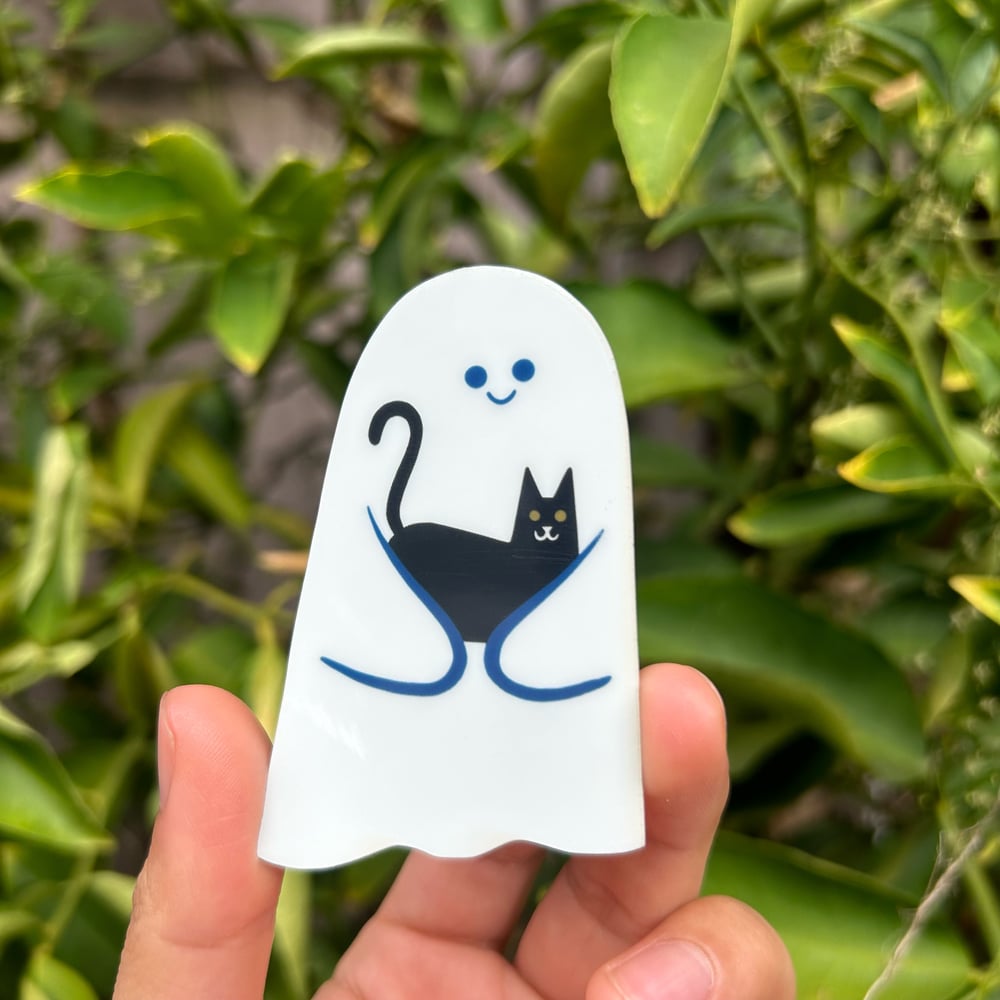 Image of Cat ghost sticker (glows in the dark)