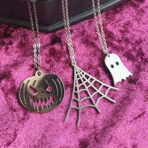 Image of Cobweb Stainless Steel Pendant Necklace 