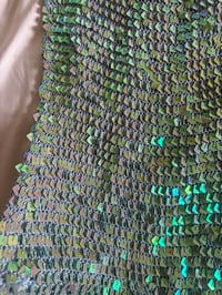 Image 3 of Vintage Y2K turquoise boat neck iridescent sequin crochet cami 
