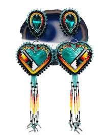 Image 1 of Seafoam Mega Heart Inlay Earrings 