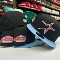 Image 1 of New Era 59Fifty Black/Sky Blue/ “Roughneck” 