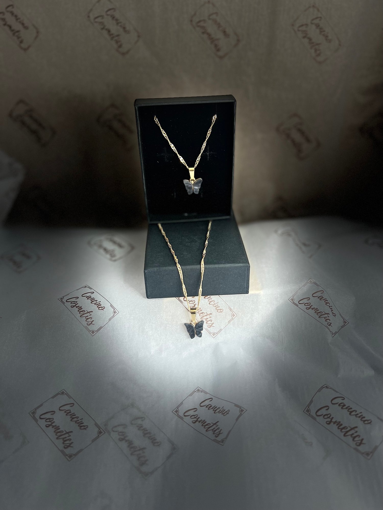 Image of BLACK BUTTERFLY CHARM NECKLACE