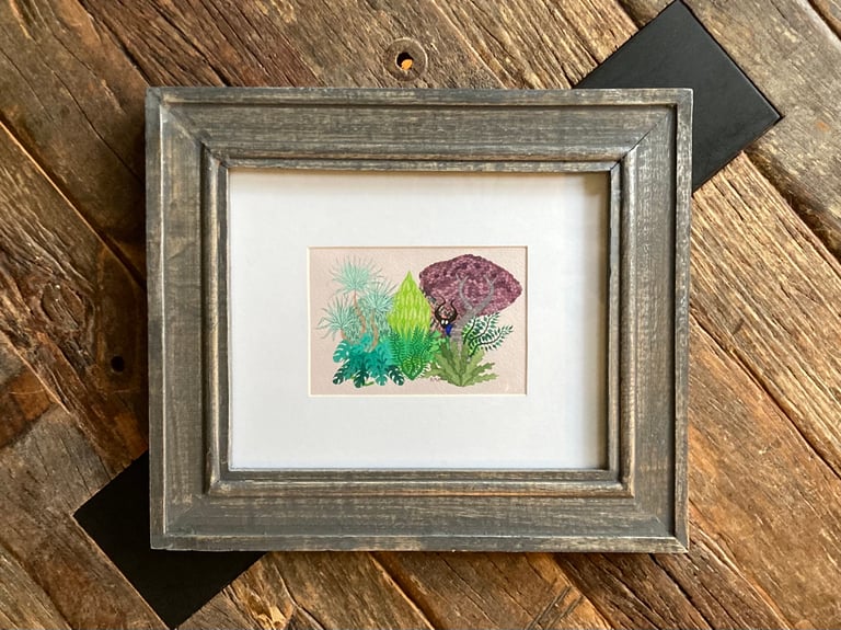 Jungle 3 Framed Original Watercolor