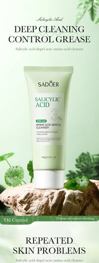 Image 6 of SADOER Salicylic Acid Facial Cleanser Face Wash Foam Face Cleanser Moisturizing Facial Cleansing Hyd