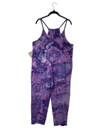 Image 3 of S/M Cotton Blend Knit Pocket Jumpsuit in Purple Haze Ice Dye