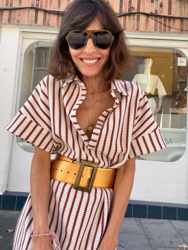 BROWN STRIPES KNIT KAFTAN