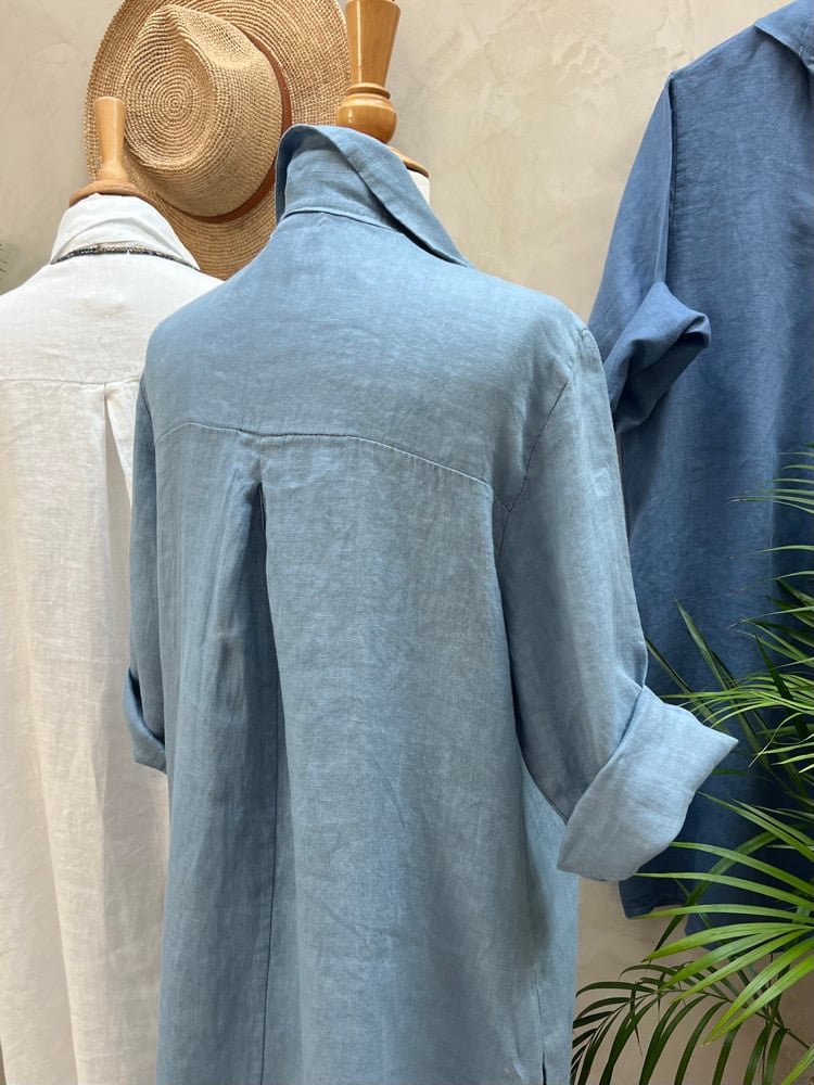 Image of -30% ***Robe En Lin Daphné Bleu Jean's Clair  31.50€ au lieu de 45€