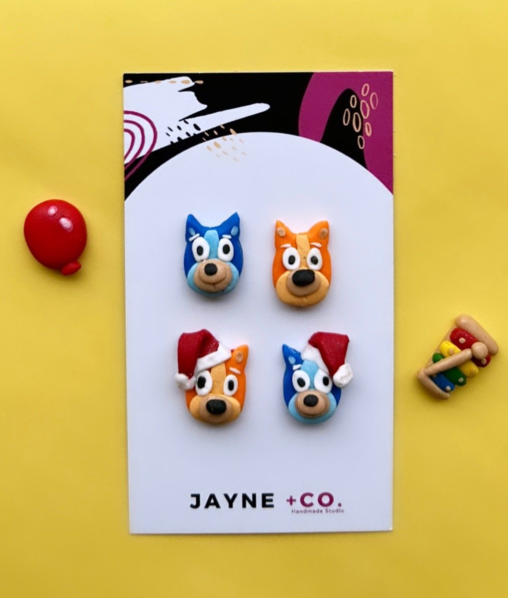 Image of BLUEY Studs - Christmas and Normal