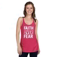 Image 7 of Faith Over Fear Women's Triblend Racerback (10 Colors)