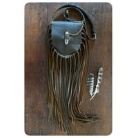 Image 2 of The Devana Fringe Crossbody - Thick Chocolate Brown Leather 