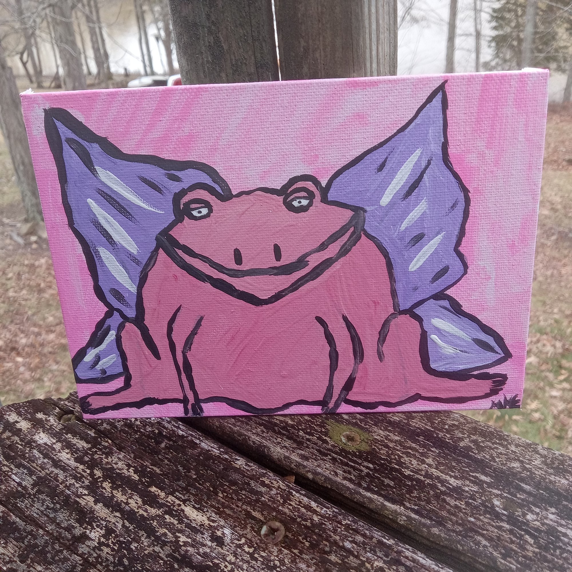 Pink Frog With Purple Wings