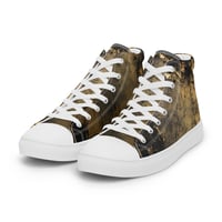 Image 11 of Black and Gold Tattered Textured Look Goth Women’s high top canvas shoes