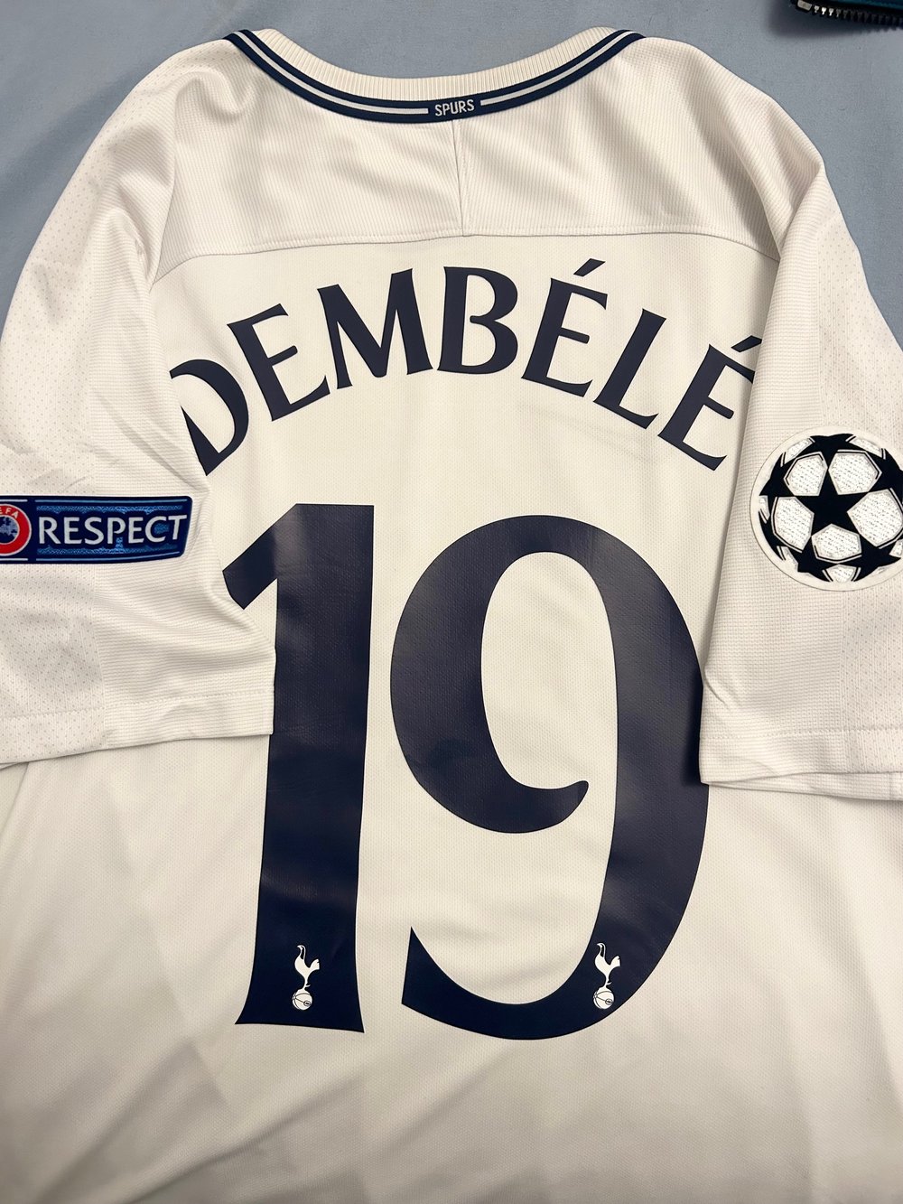 Image of Tottenham Hotspur “DEMBÉLÉ 19” 2017/18 Home Shirt + UCL patches, L