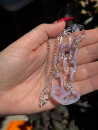 Image 1 of 18.5” Moonstone + Pink Chain Short Necklace