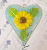 Fused Glass Sunflower Heart