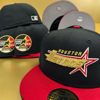 Image 1 of New Era 59Fifty Black/ Scarlet/ Metallic Gold Astros 