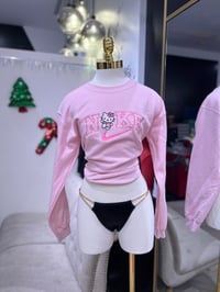 Image 1 of Hello Kitty Embroidered Crewneck Baby Pink